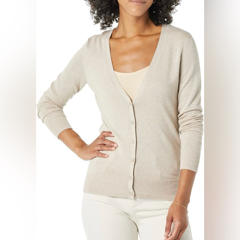 Amazon Essentials Women's Beige Cardigan Sweater